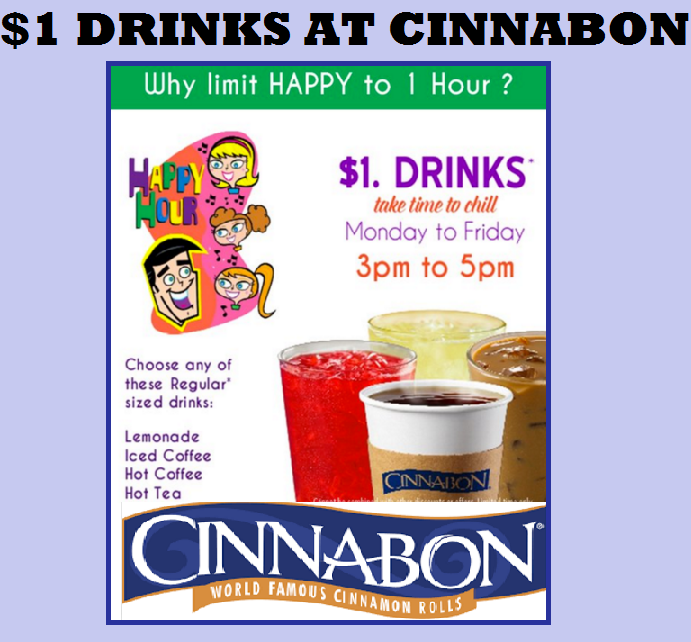 Image $1 Drink at Cinnabon Canada 3PM-5PM