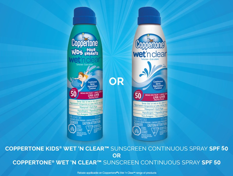 Image FREE $5 Coppertone Wet 'n Clear Sunscreen Spray Rebate