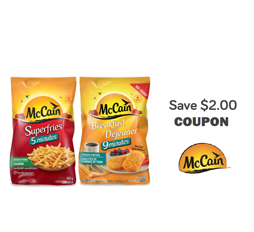 Image Save $2 On McCain 5 Minute Superfries or 9 Minute Breakfast Potato Patties