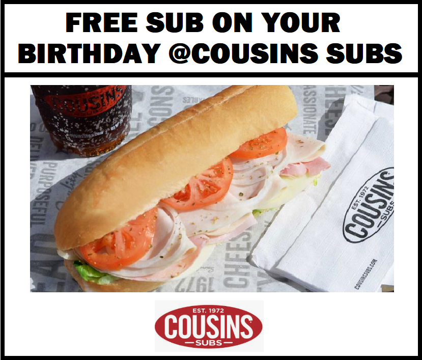 Image FREE Sub on Your Birthday at Cousins Subs
