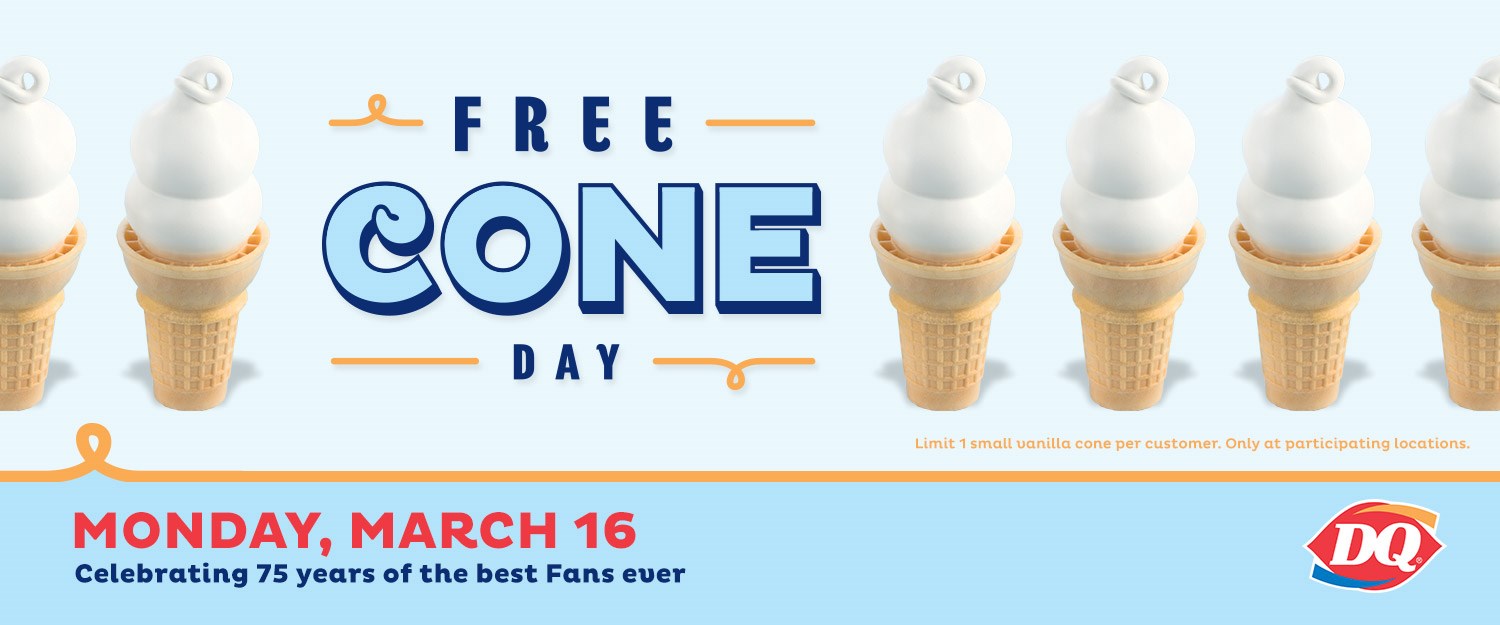 Image FREE Ice Cream Cone at Dairy Queen on March 16