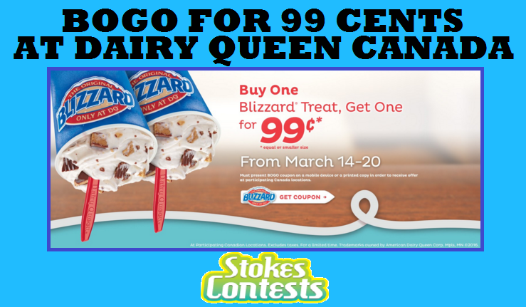 Image Buy One Get One for $0.99 Blizzards at Dairy Queen Canada