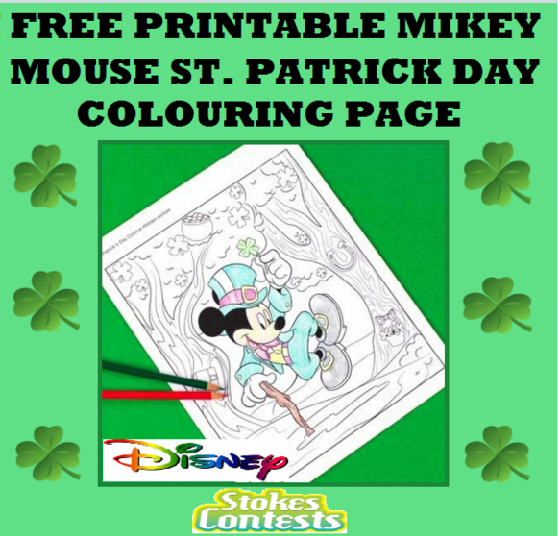 Image FREE Printable Mickey Mouse St. Patrick’s Day Coloring Page