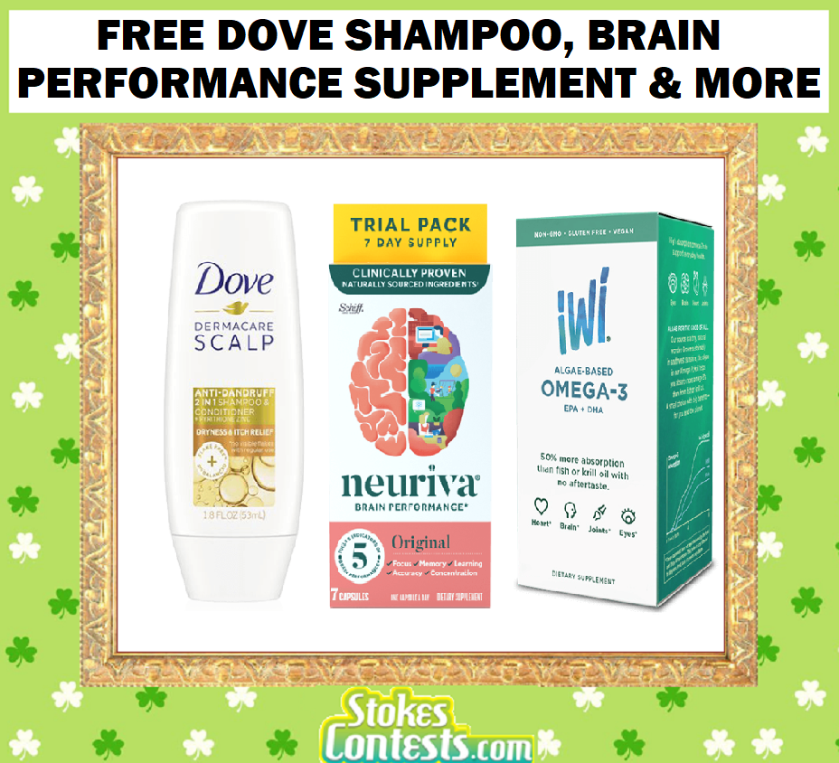 Image FREE Dove Shampoo & Conditioner, Neuriva Brain Performance Supplement, iWi Algae Omega-3 Supplement