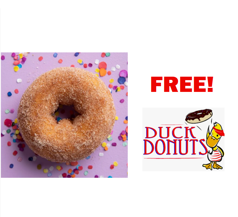 Image FREE Cinnamon Sugar Donut at Duck Donuts! TODAY ONLY!