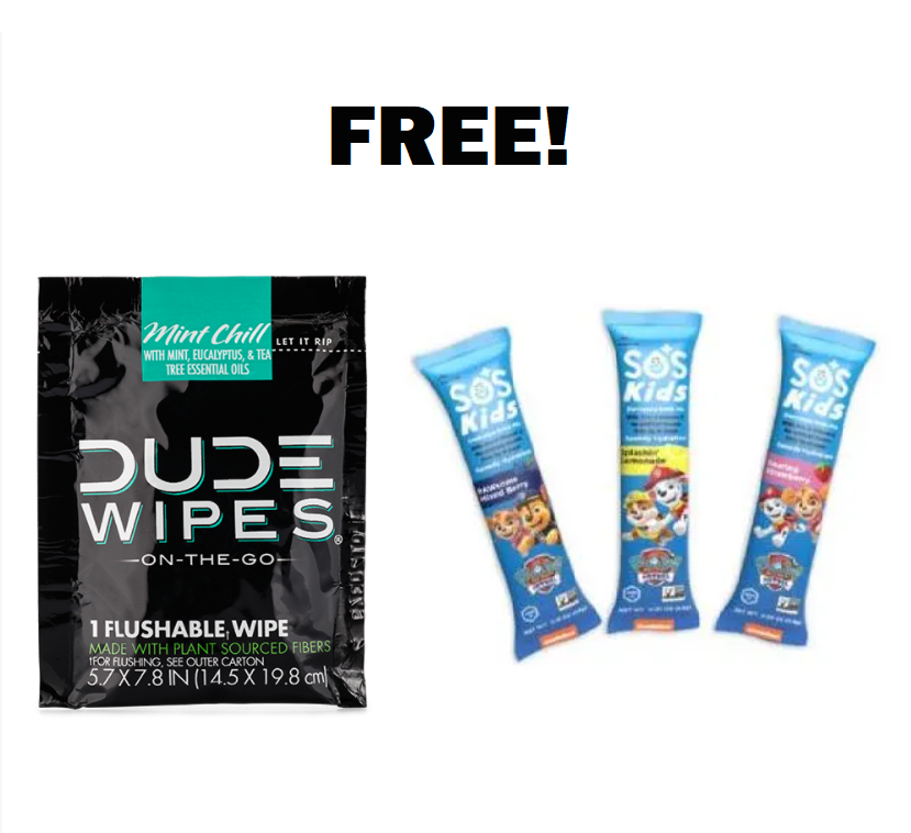 Image FREE Dude Wipes Or SOS Kids Hydration