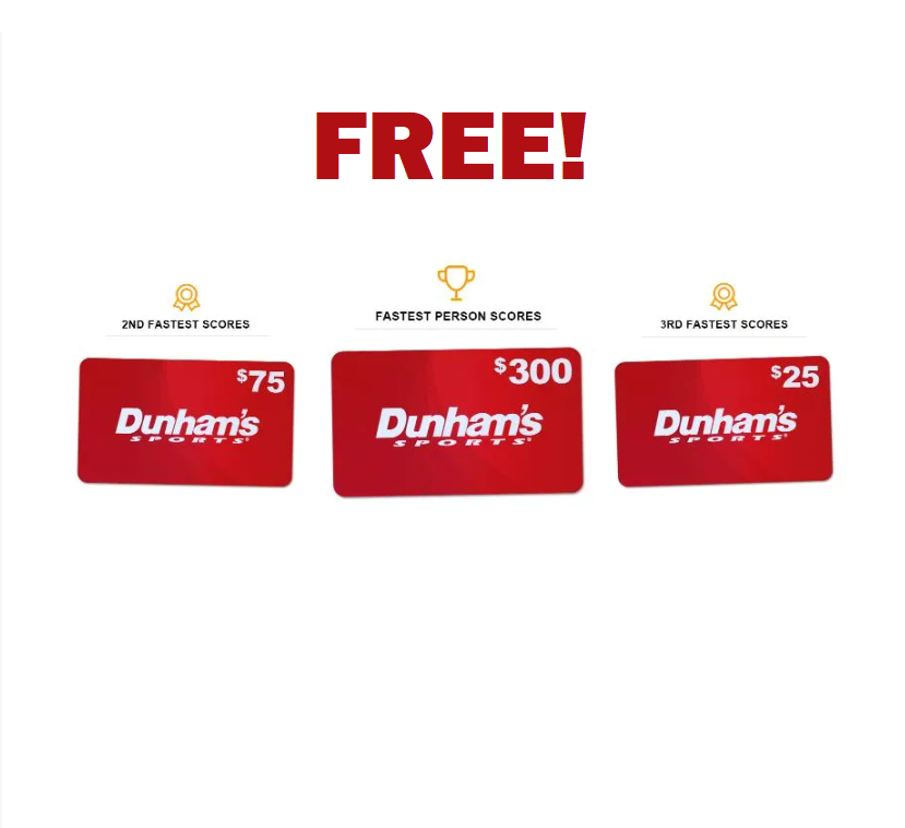 Image FREE $25-$300 Dunham's Sports Gift Cards