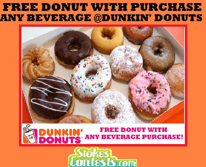 Image FREE Classic Donut with Purchase of ANY Beverage @Dunkin Donuts! TODAY ONLY!