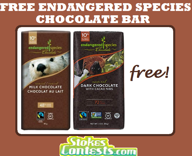 Image FREE Endangered Species Chocolate Bar! TODAY ONLY!