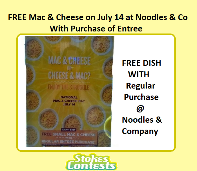 Image FREE Mac & Cheese with Purchase at Noodles & Co July 14 2017