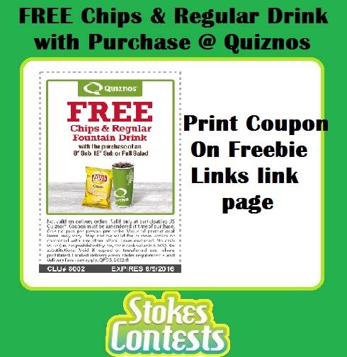 Image FREE Quiznos Drink and Chips with Purchase