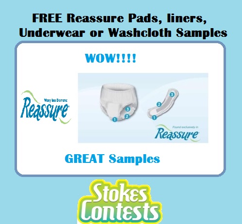 Image FREE Reassure Pads, Liners, Underwear or Washcloth Samples