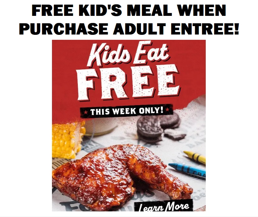 Image FREE Lil’ Wilbur Kids meal when Purchase Adult Entree at Famous Dave's