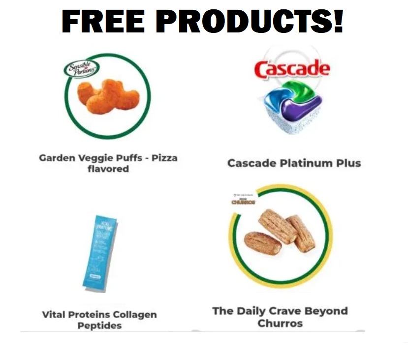 Image FREE Garden Veggie Puffs, Cascade Platinum Plus, Vital Proteins Collagen Peptides Or The Daily Crave Beyond Churros