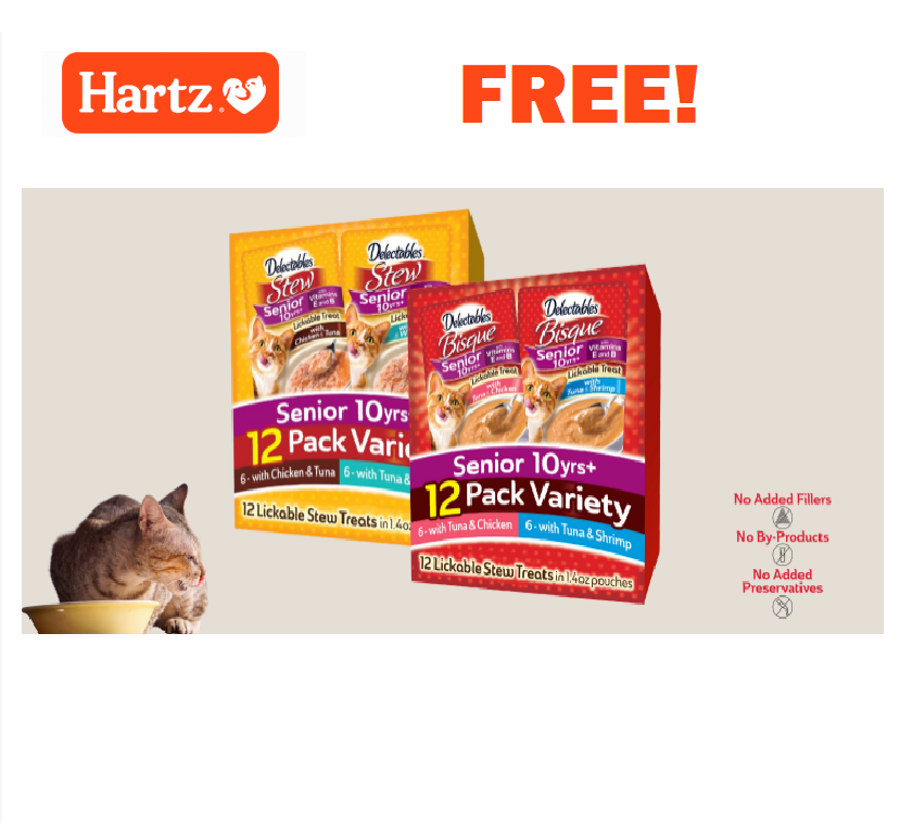 Image FREE Hartz Senior Cat Treats Variety Pack