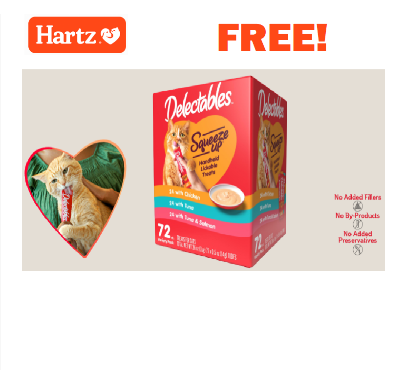 Image FREE 72 Count BOX of Hartz Delectables Cat Treats