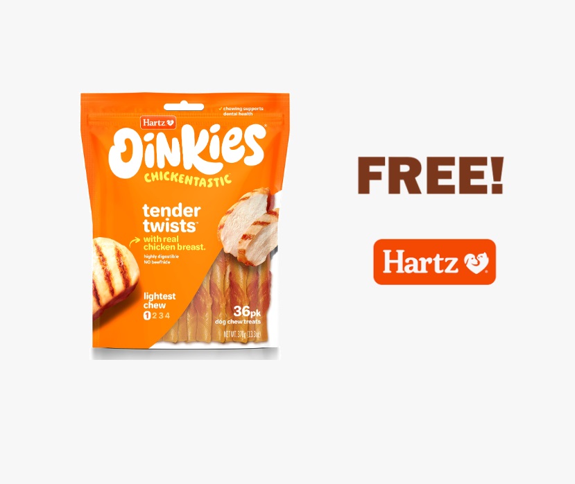 Image FREE Hartz Oinkies Chickentastic Tender Twirls + Collagen Dog Chews 
