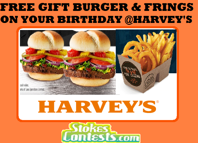 Image FREE Gift Burger & FREE Frings On Your Birthday @Harvey's
