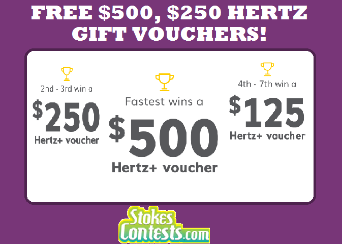 Image FREE $500, $250, $100 Hertz Gift Vouchers!