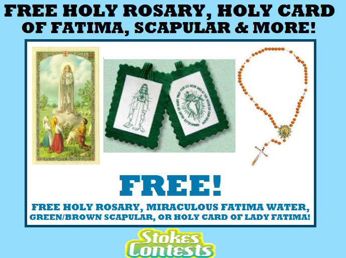 Image FREE Holy Rosary, Green/Brown Scapular, Holy Card of Our Lady of Fatima & MORE!