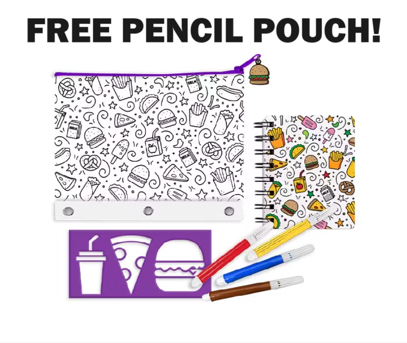 Image FREE Pencil Pouch Craft at JCPenney! Includes Pouch, Stencil, Notebook & Markers!