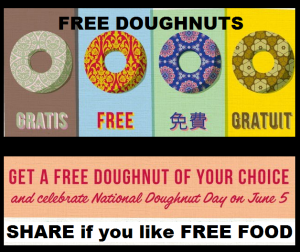 Image FREE Dougnuts- Krispy Kreme National Doughnut Day on June 5