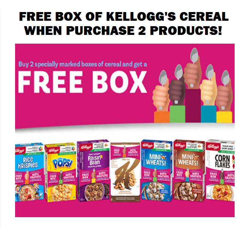 Image FREE BOX of Kellogg's Cereal when you purchase 2 participating products