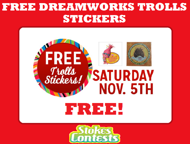 Image FREE Dreamworks Trolls Stickers TOMORROW ONLY!