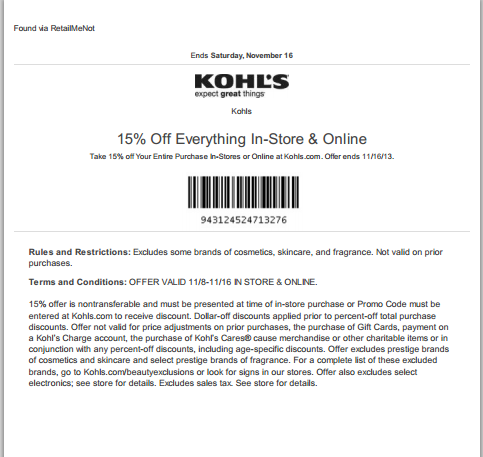 Image Kohl's:15% Off Everything In-Store & Online