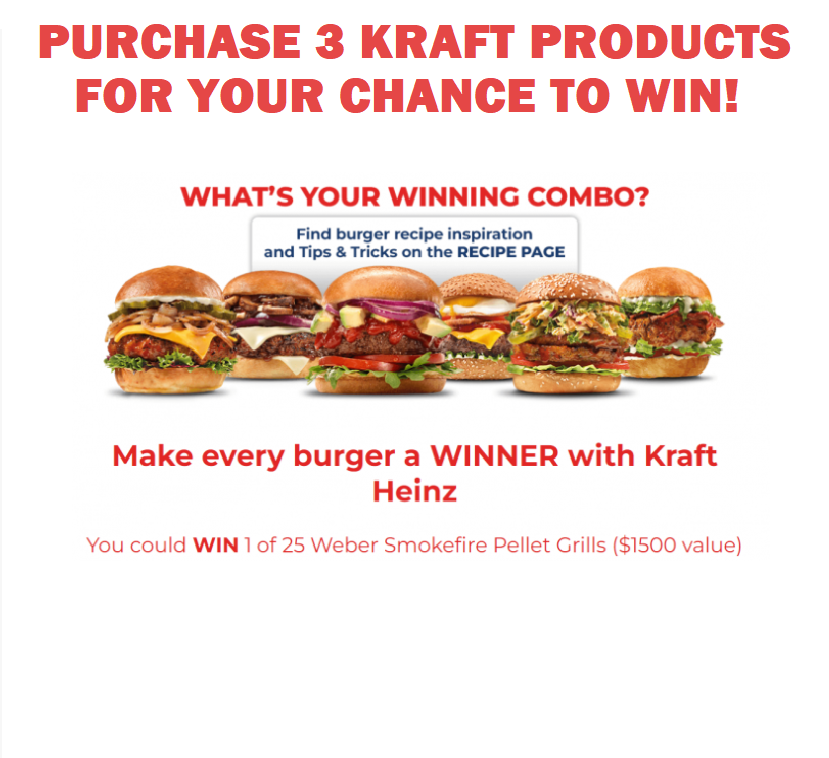 Image Purchase 3 Kraft Products for Your Chance to Win 1 of 125 $100 Walmart Gift Cards & Win 1 of 25 Weber Smokefire Pellet Frills Valued at $1,500