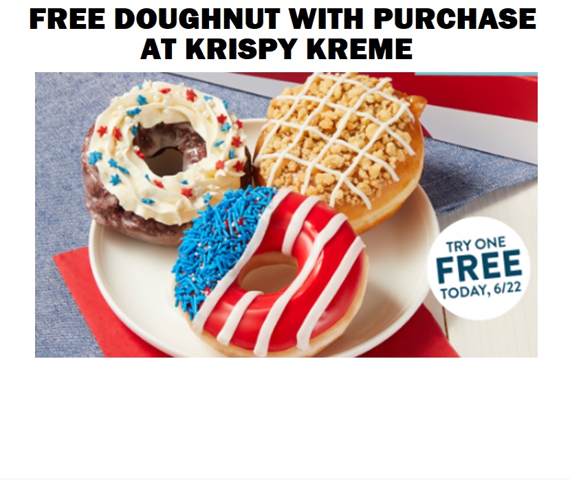 Image FREE Doughnut with ANY Purchase at Krispy Kreme! TODAY ONLY!