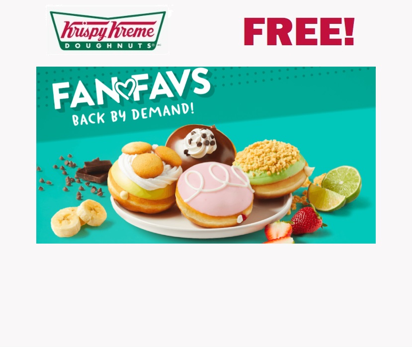 Image FREE Krispy Kreme Fan Favorite Doughnut with ANY purchase