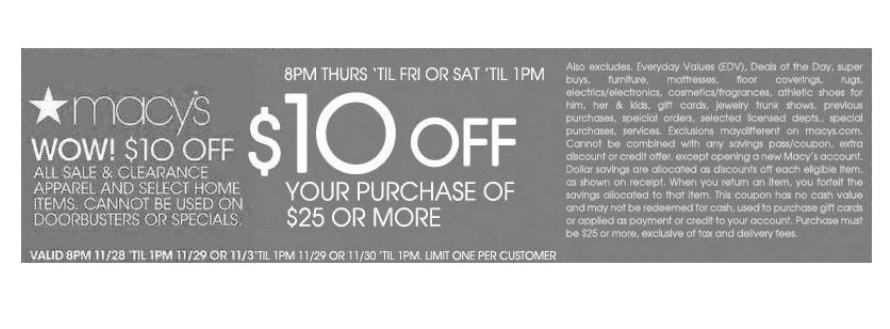 Image Macy's: $10 Off $25+