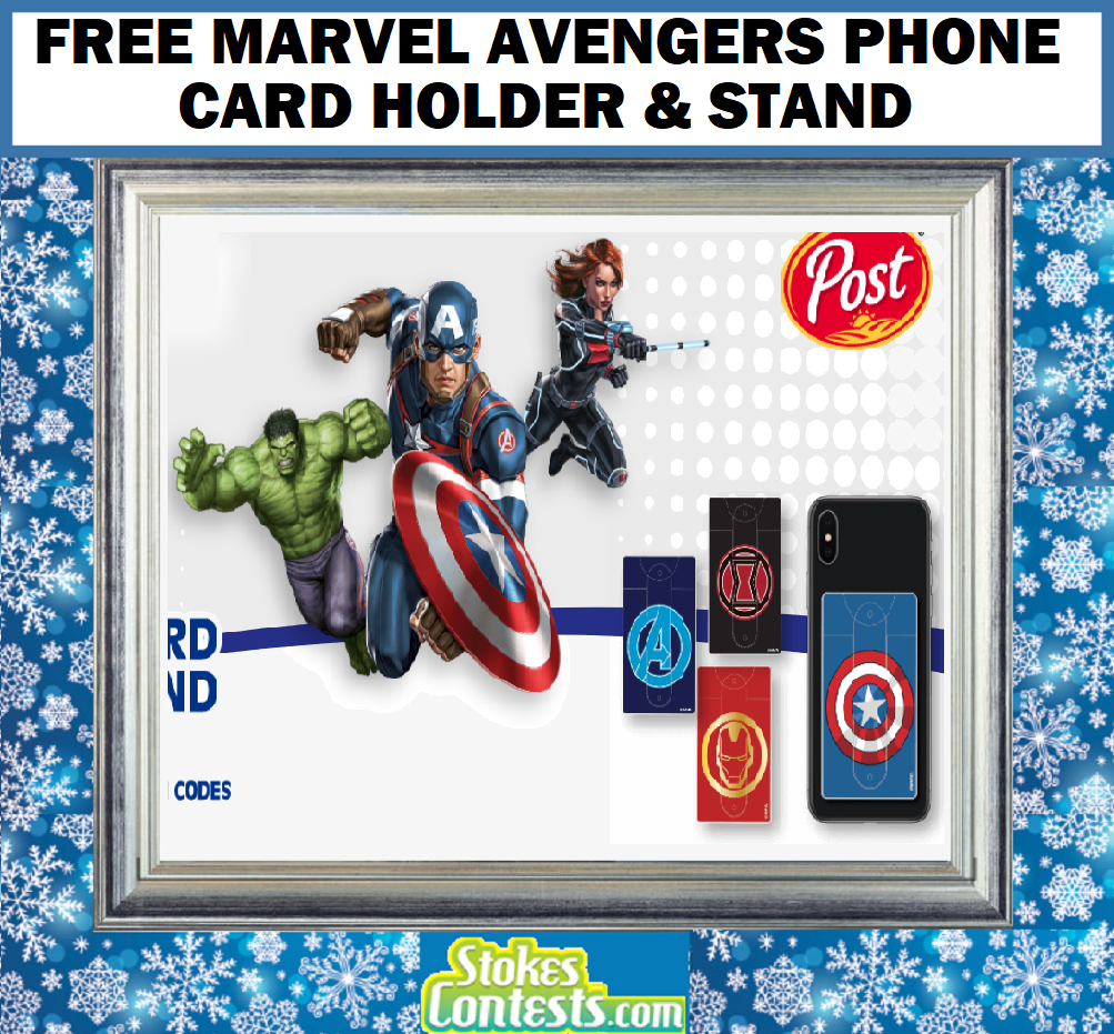 Image FREE Marvel Avengers Phone Card Holder and Stand with 2 Post Cereal Cereal Purchases! 