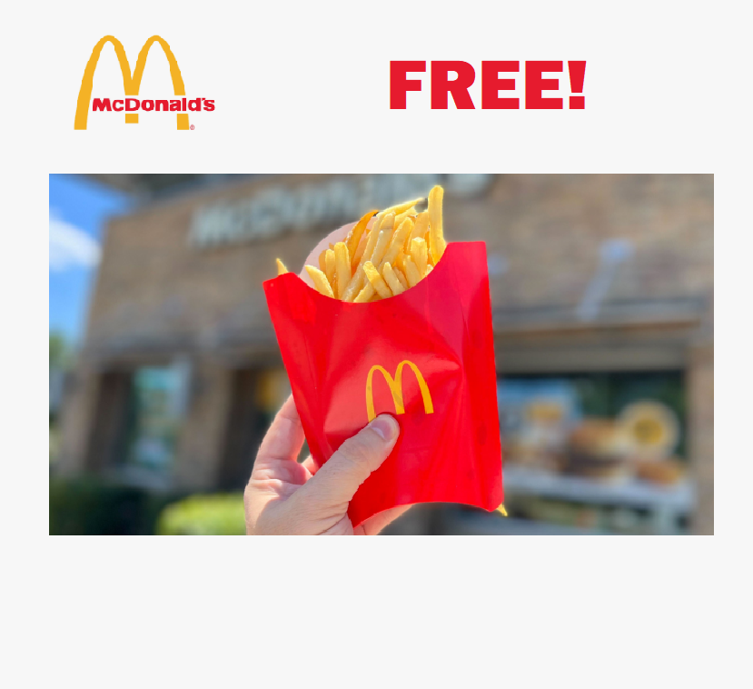 Image FREE Large French Fries at McDonalds! TODAY ONLY!