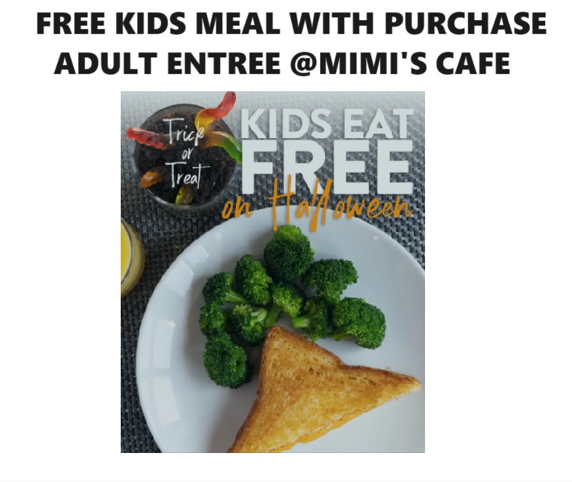 Image Kids Eat FREE with Purchase of Adult Entree at Mimi’s Cafe On Halloween