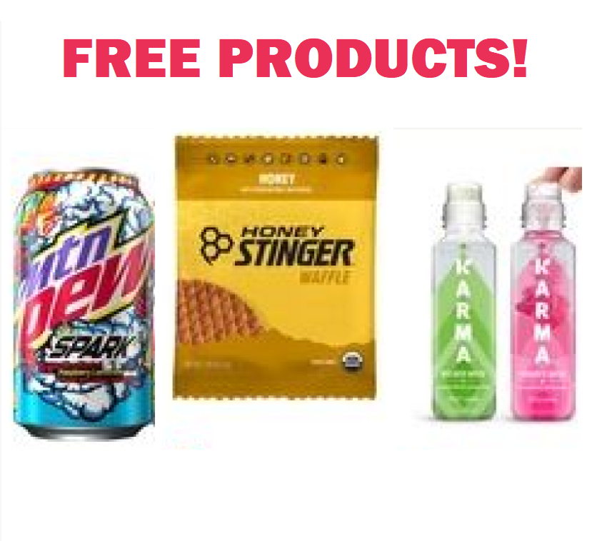 Image FREE Mtn Dew Spark Or Mtn Dew Spark Zero Sugar, Karma Wellness Water & Honey Stinger Waffle