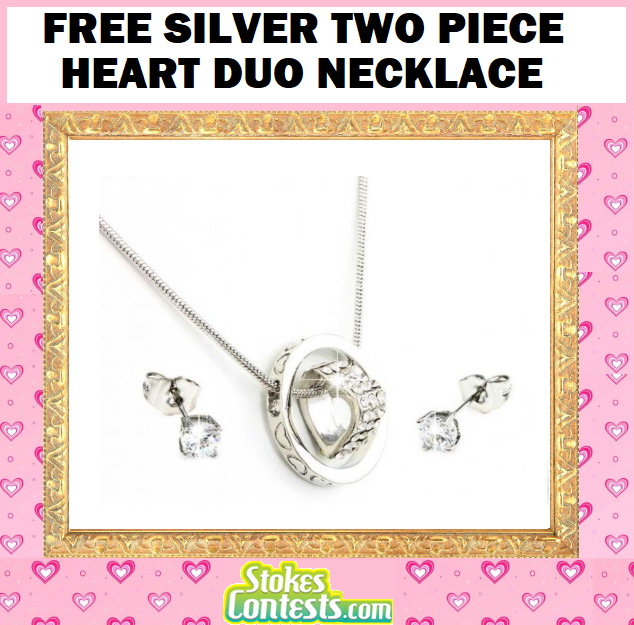 Image FREE Silver Two Piece Heart Duo Necklace