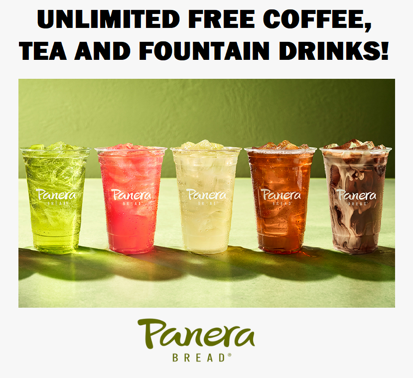 Image Unlimited FREE Coffee, Tea, Lemonade & Fountain Drinks at Panera Until July 4th