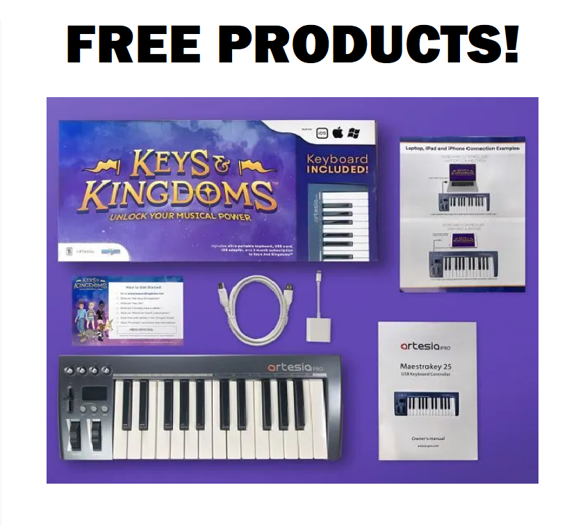 Image FREE 25 Key Midi Piano Keyboard, USB cord, iOS Adapter Worth $100