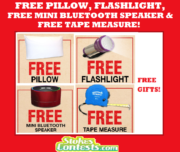 Image FREE Pillow, Flashlight, FREE Bluetooth Speaker & Tape Measure!