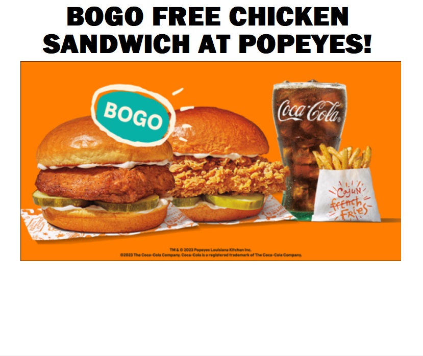 Image BOGO FREE Chicken Sandwich at Popeyes! TOMORROW!