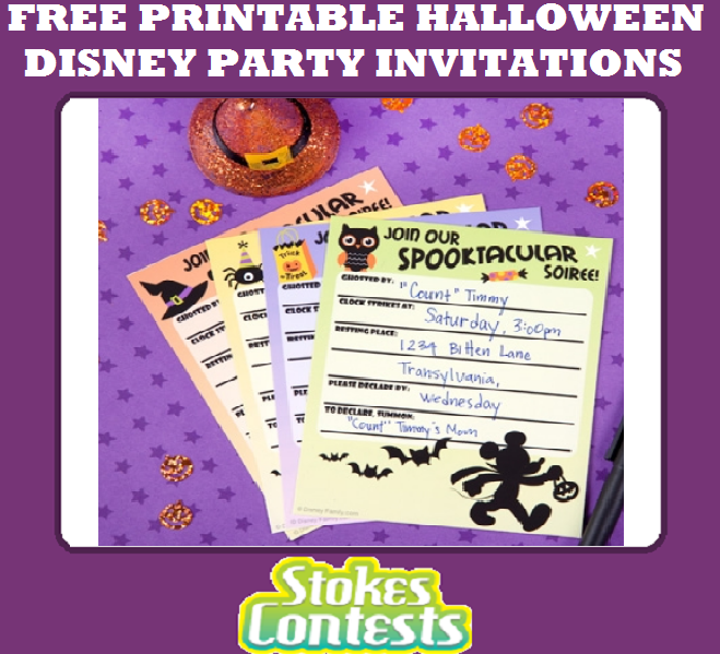 Image FREE Printable Disney Halloween Party Invitations 