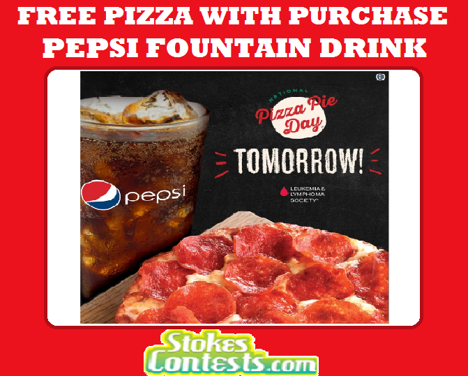 Image FREE Pizza with Purchase of Pepsi Fountain Drink at Round Table Pizza