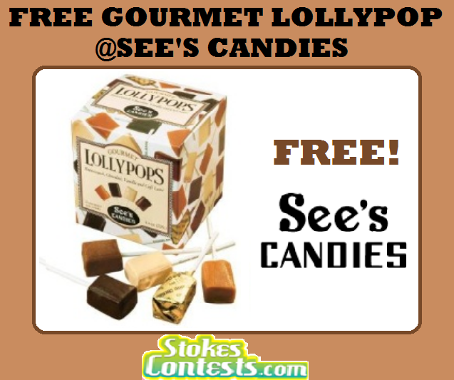 Image FREE Gourmet Lollypop @See's Candies! TODAY ONLY!