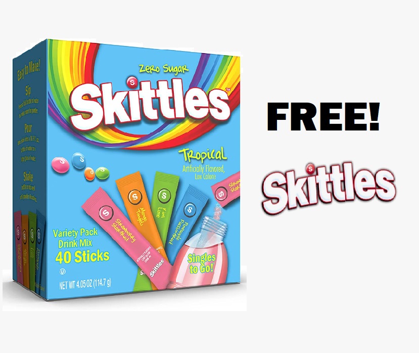 Image FREE Skittles Zero Sugar Singles To Go Powdered Drink Mix