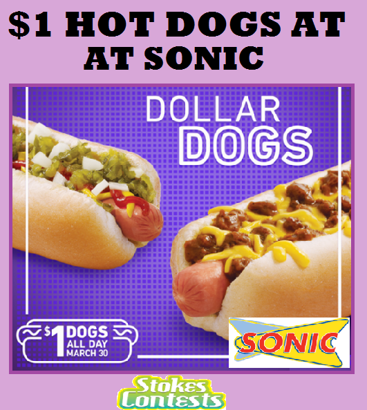 Image $1 Hot Dogs at Sonic Drive-In TODAY ONLY!