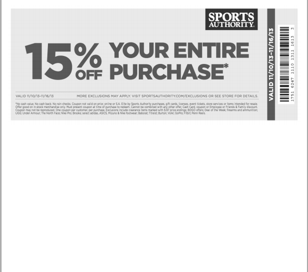 Image Sports Authority: 15% Off In-Store & Online