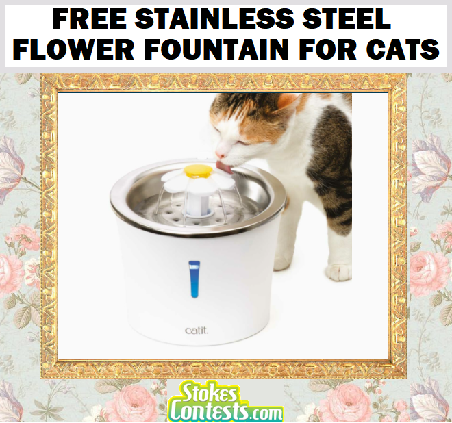 Image FREE Stainless Steel Flower Fountain For Cats