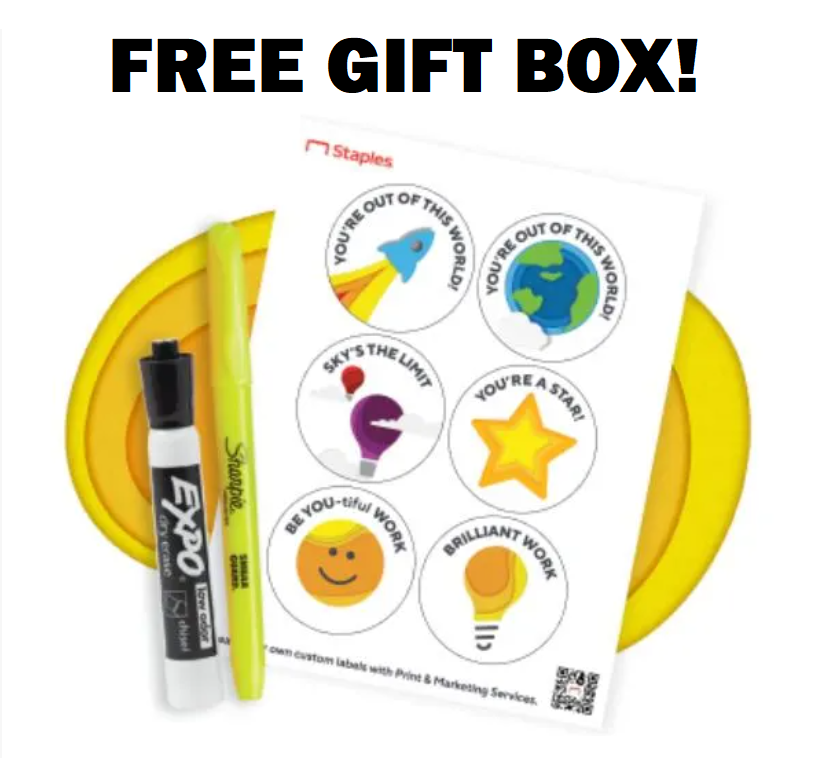 Image FREE Gift Box For Teachers With Highlighters, Glue Sticks, Stickers & Thank You Cards at Staples